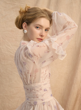 Chiffon Long-Sleeve Maxi Dress